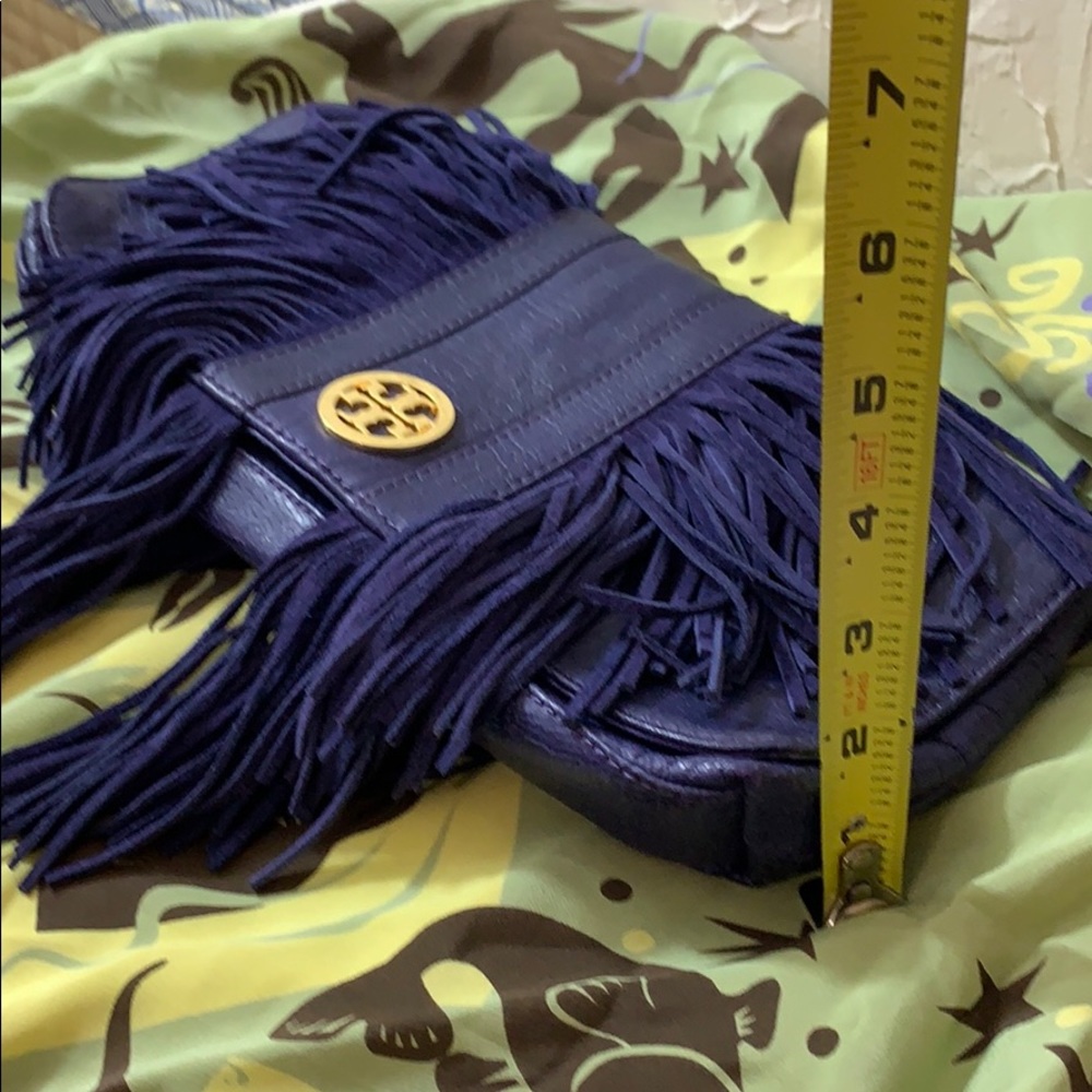 TORY BURCH PURPLE SAWLA LEATHER SUEDE CLUTCH GUC M - Picture 15 of 16